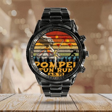 Discover Pompeii Fun Run AD 79 Vintage Retro Distressed Calendar Steel Band Watch
