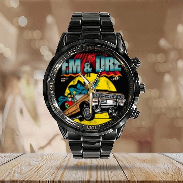 Discover Eminem and Dr Dre Unisex Retro Calendar Steel Band Watch