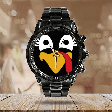 Discover Cute Turkey Fall Thanksgiving Calendar Steel Band Watch
