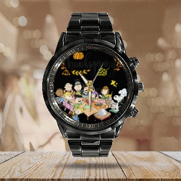 Discover Happy Thanksgiving Peanuts Party Calendar Steel Band Watch
