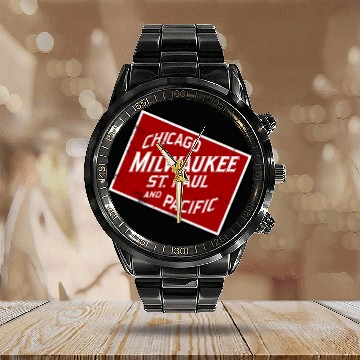 Discover The Milwaukee Road system - Railroad - Calendar Steel Band Watch