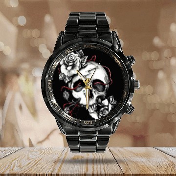 Discover Skull And Roses Premium Calendar Steel Band Watch