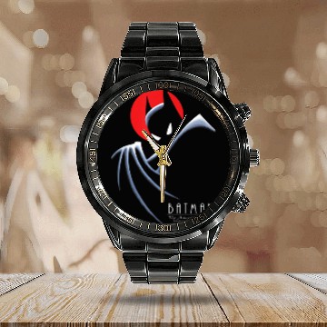 Discover Mens Batman: The Animated Series Calendar Steel Band Watch