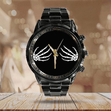 Discover Halloween Boob Skeleton Hand Calendar Steel Band Watch