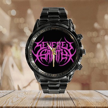 Discover SEVERED SANITY LOGO NEON PINK Calendar Steel Band Watch