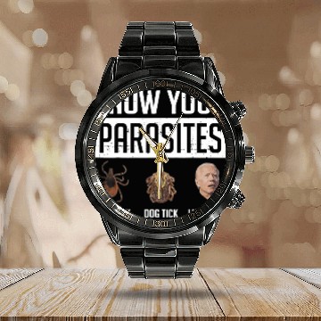 Discover Know Your Parasites Deer Tick Dog Tick Luna Tick Calendar Steel Band Watch