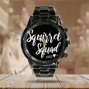 Discover Squirrel Squad Calendar Steel Band Watch