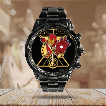 Discover Iron Man Character Badge Calendar Steel Band Watch