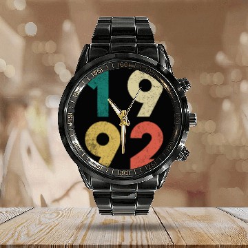 Discover 1992 Vintage Birthday Retro Calendar Steel Band Watch