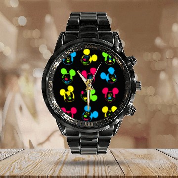 Discover Disney Neon Mickey Mouse Zip Calendar Steel Band Watch