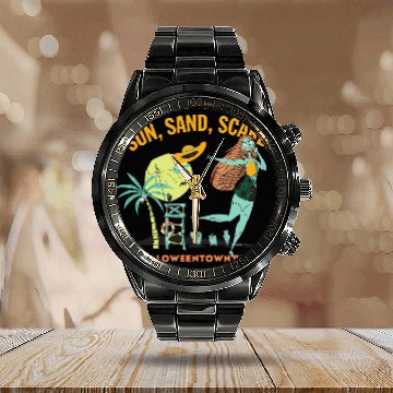 Discover Disney The Nightmare Before Christmas Sun Sand Scares Beach Calendar Steel Band Watch