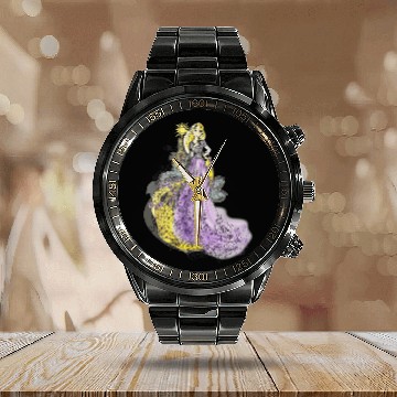 Discover Disney Rapunzel Watercolor Calendar Steel Band Watch Baseball Tees