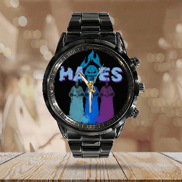 Discover Disney Villains Hades Multicolor Evil Shot Distressed Baseball Tees Calendar Steel Band Watch