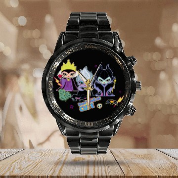 Discover Disney Villains Chibi Dont Call Us Cute Baseball Jerseys Calendar Steel Band Watch