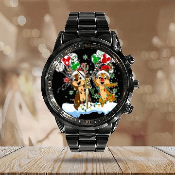 Discover Disney Chip And Dale Christmas, Chip And Dale Baseball Tees Calendar Steel Band Watch