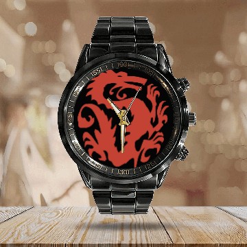 Discover Disney Mulan Red Dragon Emblem Graphic Calendar Steel Band Watch