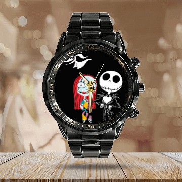 Discover Disneys Nightmare Before Christmas Jack and Sally Calendar Steel Band Watch