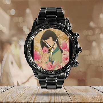 Discover Disney Mulan Floral Calendar Steel Band Watch