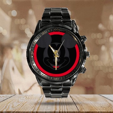 Discover Amazon Essentials Disney Smiling Mickey In Red C Baseball Tees Calendar Steel Band Watch