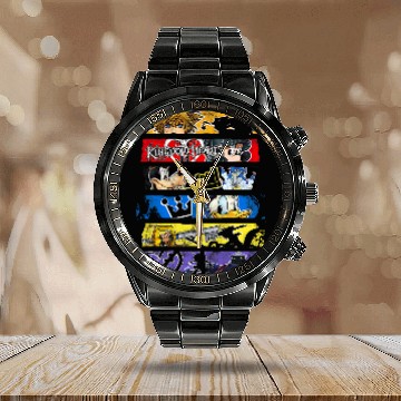 Discover Disneys Kingdom Hearts Epic Character Panels Distressed Logo Calendar Steel Band Watch