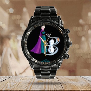 Discover Disneys once upon a snowman elsa creates olaf Hawaiians Calendar Steel Band Watch