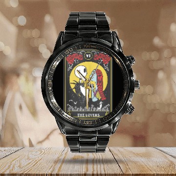 Discover Disneyss The Nightmare Before Christmas Jack Sally Lovers Zip Calendar Steel Band Watch