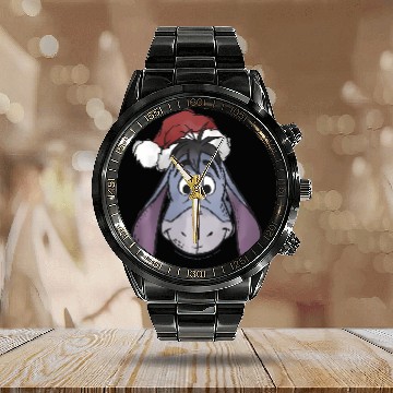 Discover Disney Winnie The Pooh Christmas Eeyore Santa Hat Baseball Tees Calendar Steel Band Watch