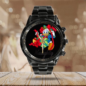 Discover Disneyss Donald Duck Naughty Wrapped Present Baseball Tees Calendar Steel Band Watch