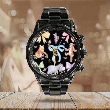Discover Disneyss Winnie The Pooh Cute Group shots Sketch Chest Logo Baseball Tees Calendar Steel Band Watch