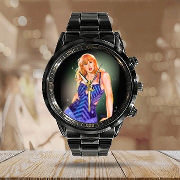 Discover Taylorss Swift Eras Tour Chevron Midnights Calendar Steel Band Watch