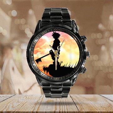 Discover Disneyss Kingdom Hearts Sora Sunset Silhouette Pose Chest Logo Calendar Steel Band Watch