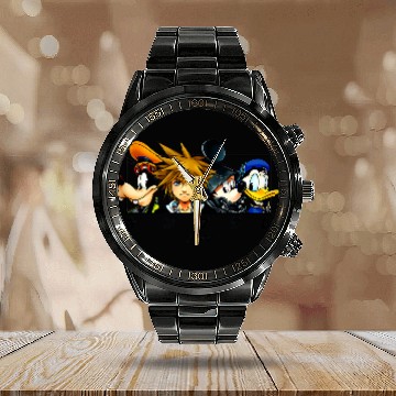 Discover Disneyss Kingdom Hearts Main Characters Panel Chest Kanji Logo Calendar Steel Band Watch
