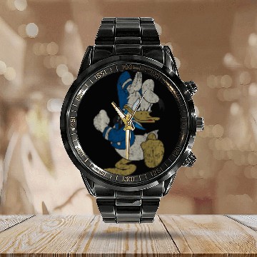 Discover Disney - Vintage Angry Donald Duck Hat Calendar Steel Band Watch