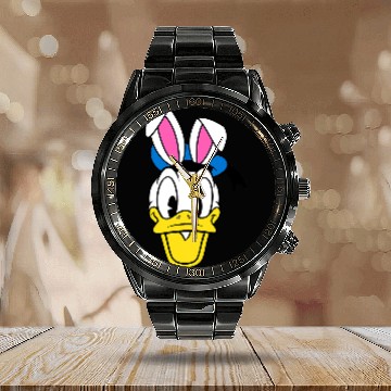Discover Amazon Essentials Disney Donald Duck Spring Easter Bunny Ears Calendar Steel Band Watch