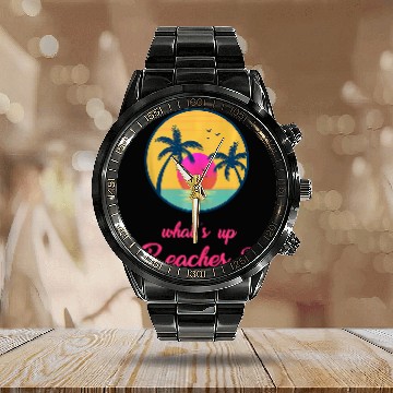 Discover Womens Disneys Nightmare Before Christmas Group Portrait VNeck Hawaiians Calendar Steel Band Watch