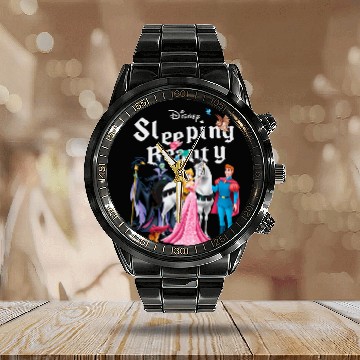 Discover Disneys Sleeping Beauty Characters Calendar Steel Band Watch