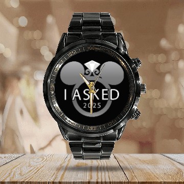 Discover Disney I Asked  Engagement Ring Proposal Mickey Calendar Steel Band Watch