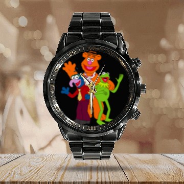 Discover Disney Muppets Trio Kermit, Gonzo, & Fozzie Bear Calendar Steel Band Watch