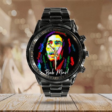 Discover Bob Marley Calendar Steel Band Watch