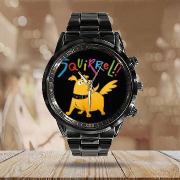 Discover Disney Pixar UP Dug Squirrel Pose Calendar Steel Band Watch