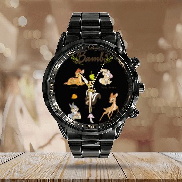 Discover Disney Bambi Vintage Movie Characters Textbook D Baseball Tees Calendar Steel Band Watch
