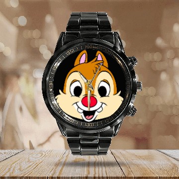 Discover Disneys Chip And Dale Dale Large Floating Head Tie Dye Calendar Steel Band Watch