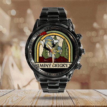 Discover Disney Pinocchio Jiminy Cricket Established 1940 Calendar Steel Band Watch