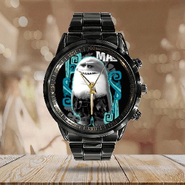 Discover Disney Moana Maui Half Shark Calendar Steel Band Watch