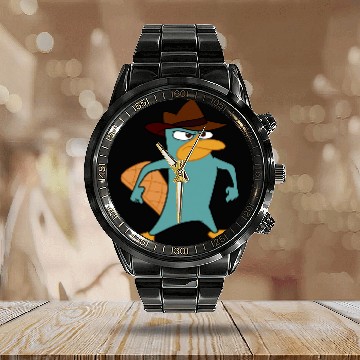 Discover Disney Phineas And Ferb Perry The Platypus Brave Stance Baseball Tees Calendar Steel Band Watch