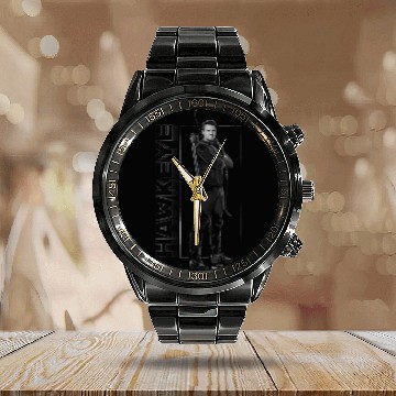 Discover Marvel Hawkeye Disney Plus Black And White Hero Calendar Steel Band Watch