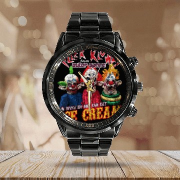 Discover Killer Klowns from Outer Space, faded and distressed Calendar Steel Band Watch