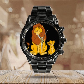 Discover Disney The Lion King Young Simba and Mufasa Calendar Steel Band Watch