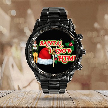 Discover Santa! I Know Him! Calendar Steel Band Watch