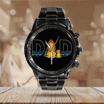 Discover Disney The Lion King Simba and Mufasa Dad Calendar Steel Band Watch